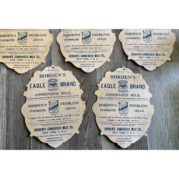 Bordens Condensed Milk Eagle Brand Cardboard Paper Advertising Sign Lot Of 8 - Picture 6 of 6